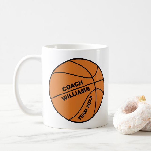 Basketball Coach Sports Team Year Monogrammed Coffee Mug (With Donut)