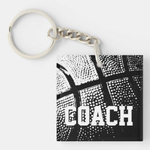 Basketball coach square keychain