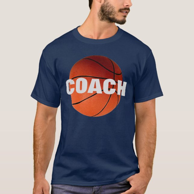 Basketball Coach T-Shirt - Navy Blue Colour (Front)