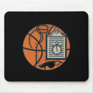 Basketball Coach Whistle Clipboard Stopwatch  Mouse Pad