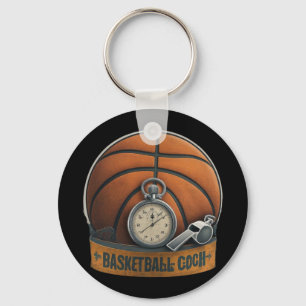 Basketball Coach Whistle Stopwatch Keychain