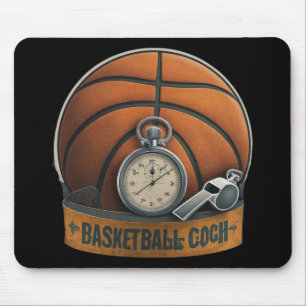 Basketball Coach Whistle Stopwatch Mouse Pad