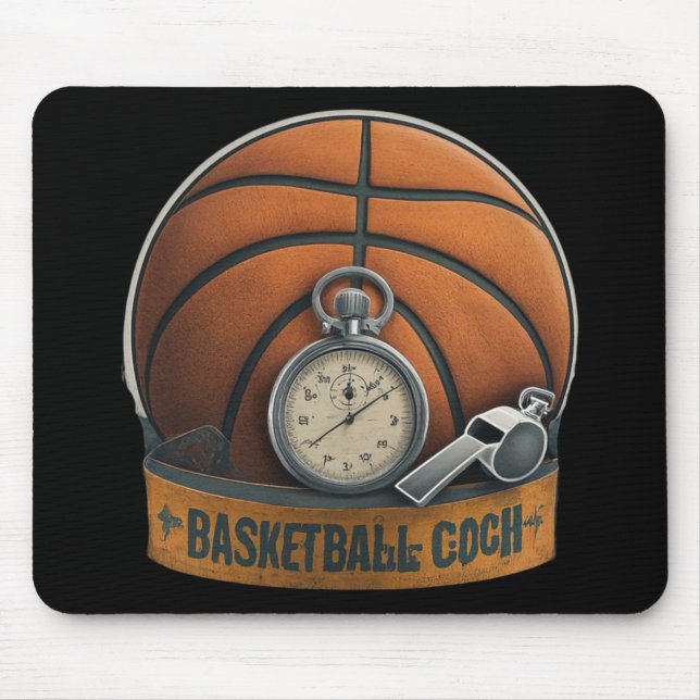 Basketball Coach Whistle Stopwatch  Mouse Pad (Front)