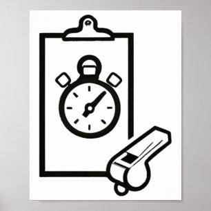 Basketball Coach Whistle Stopwatch  Poster