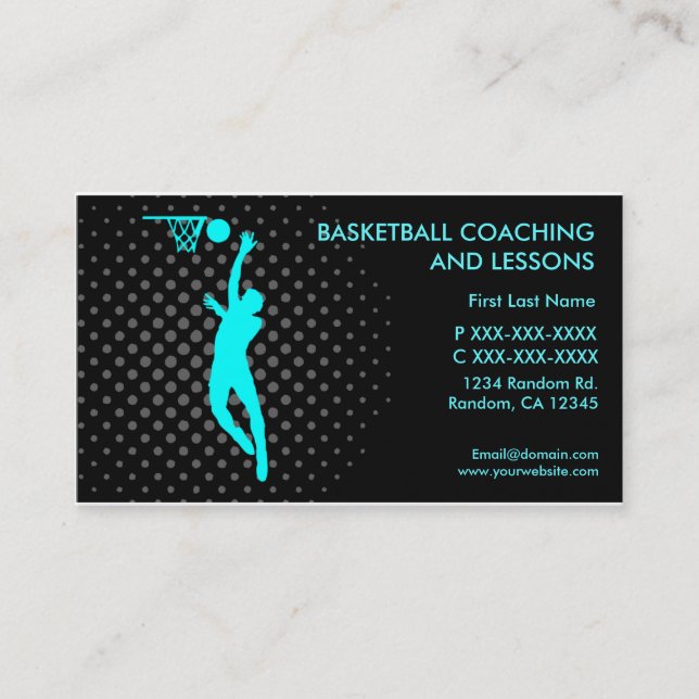 Basketball coaching lessons custom business cards (Front)