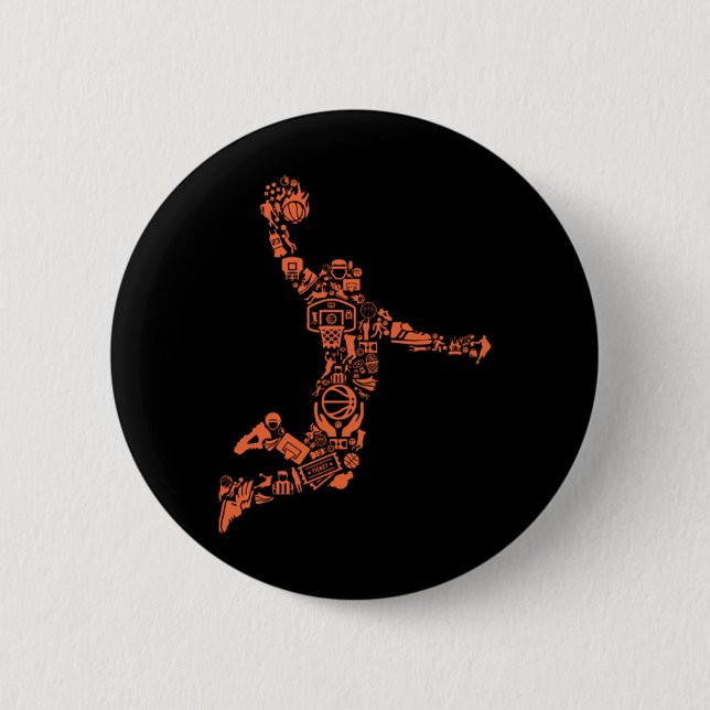 Basketball Collage  2 Inch Round Button (Front)