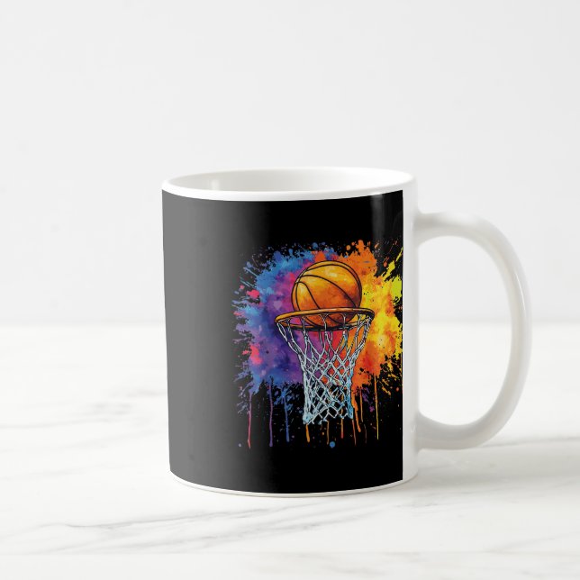 Basketball Colourful Drip Graphic  Coffee Mug (Right)