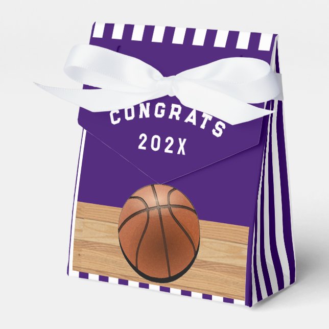 Basketball Congrats Team Purple Favor Box (Front Side)