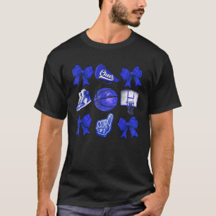 Basketball Coquette Blue Cheer Mom Game Day Women T-Shirt