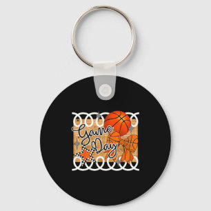 Basketball Coquette Bow Game Day Women Girl  Keychain