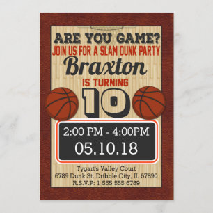 Basketball Court Boys Anniversaire Fête Invitation