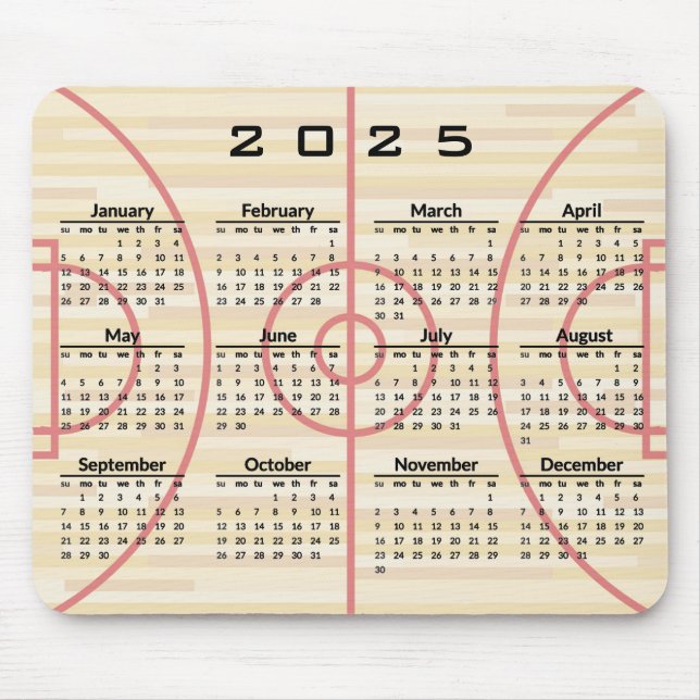 Basketball Court Design 2025 Calendar Mousepad (Front)