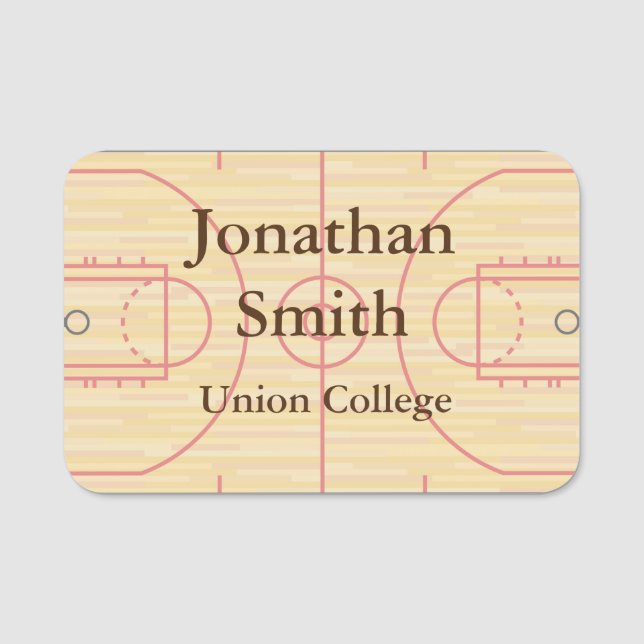 Basketball Court Design Name Tag (Front)