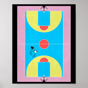 Basketball Court Pastel Colours  Poster