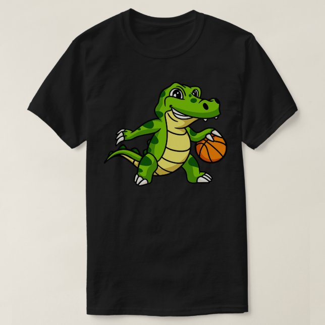 Basketball Crocodile toon Animals Kids Gift T-Shirt (Design Front)
