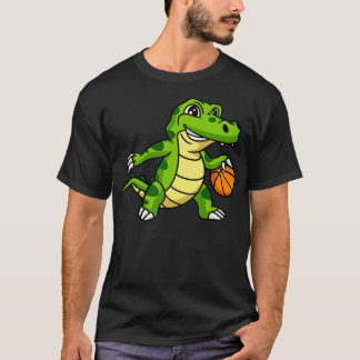 Basketball Crocodile toon Animals Kids Gift T-Shirt