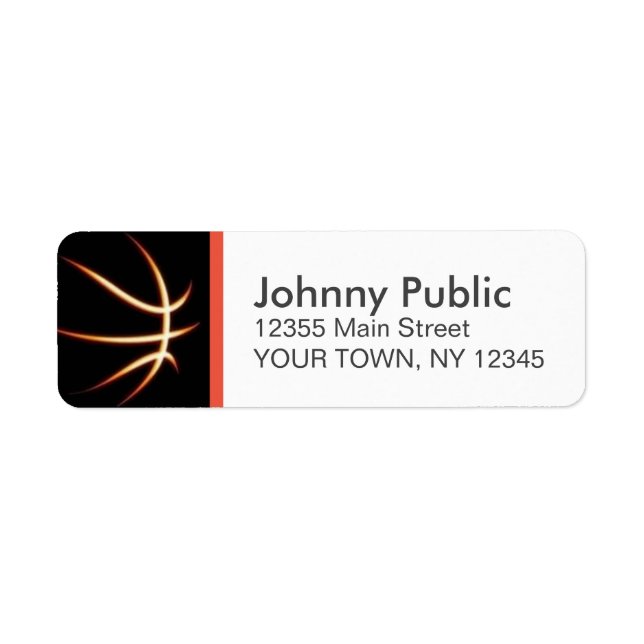 Basketball Custom Colour Strip Address Label (Front)
