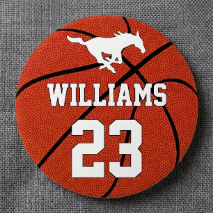 Basketball Custom Player Name Number and Team Logo 3 Inch Round Button