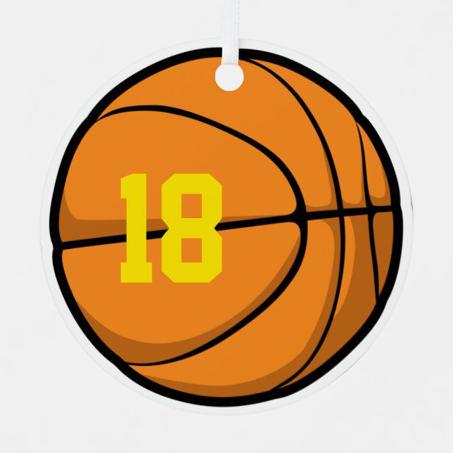 Basketball Custom Player Number Team Year Metal Ornament (Front)