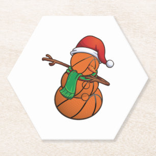 Basketball Dabbing Snowman Christmas Paper Coaster