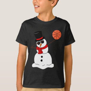 Basketball Dabbing Snowman Light Christmas Basketb T-Shirt