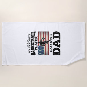 Basketball Dad Patriotic Vintage Engraving T-Shirt Beach Towel