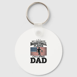 Basketball Dad Patriotic Vintage Engraving T-Shirt Keychain