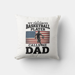 Basketball Dad Patriotic Vintage Engraving T-Shirt Throw Pillow