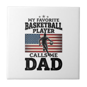 Basketball Dad Patriotic Vintage Engraving T-Shirt Tile