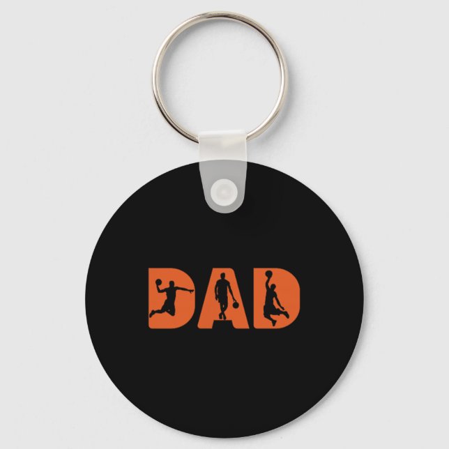 Basketball Dad Player &amp; Coach Graphic Bucket B Keychain (Front)