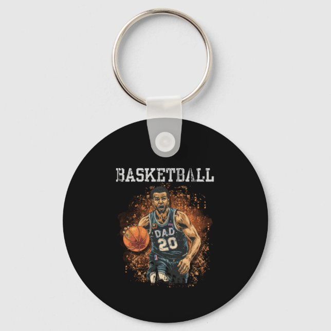 Basketball Dad Vintage  Keychain (Front)