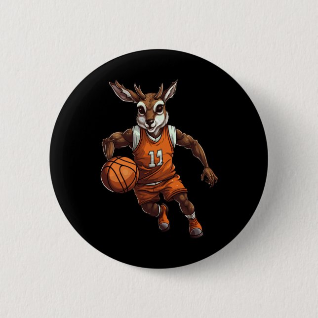 Basketball Deer  2 Inch Round Button (Front)
