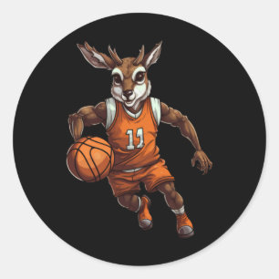 Basketball Deer  Classic Round Sticker
