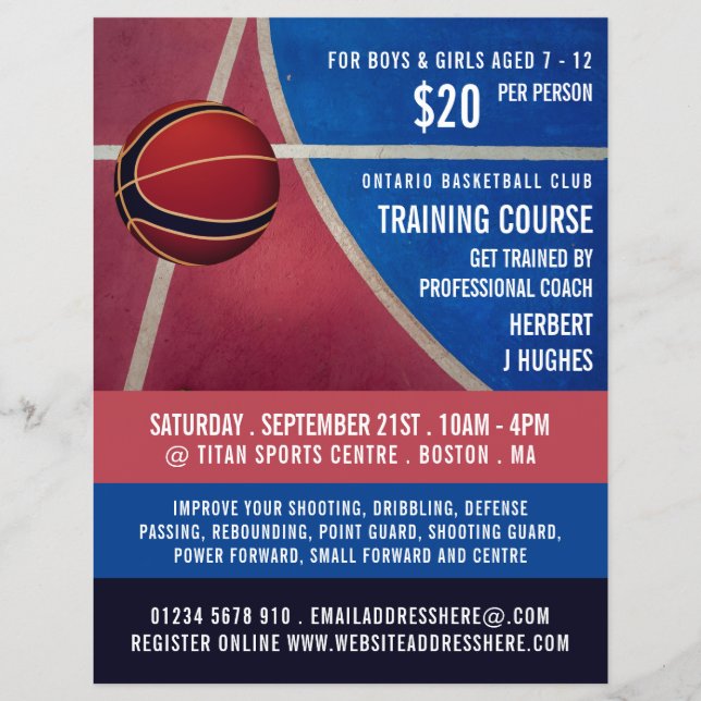 Basketball Design, Basketball Training Course Flyer (Front)