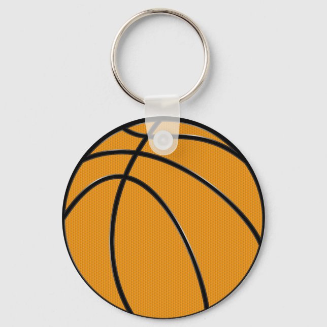 Basketball Design in Classic Orange and Black Keychain (Front)