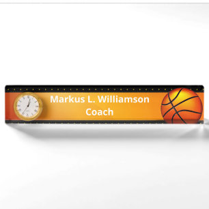 Basketball Desk Nameplate with Clock