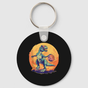 Basketball Dino T-rex Drawing Basketball Player Ar Keychain