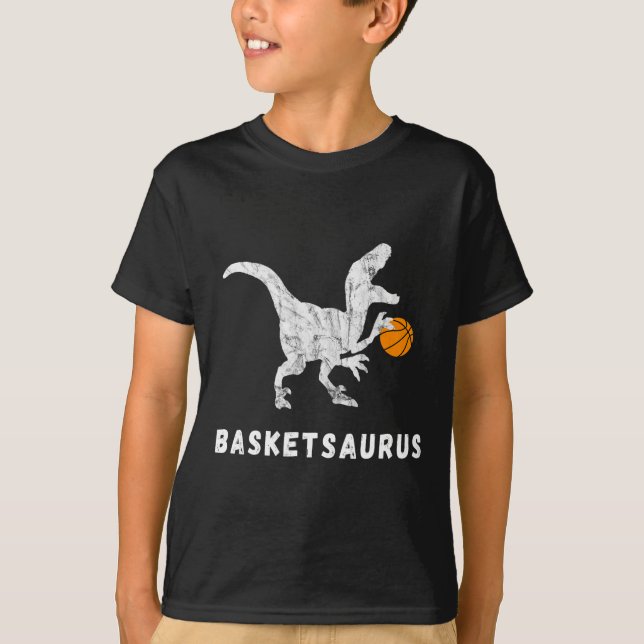 Basketball Dinosaur Baller T-rex Dino Playing Bask T-Shirt (Front)