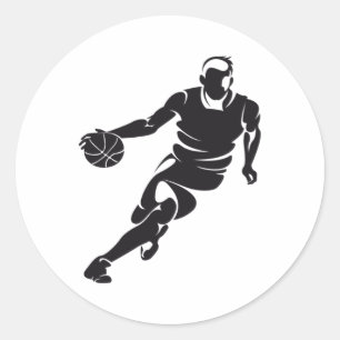 Basketball Dribbling Classic Round Sticker