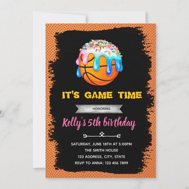Basketball Drip Birthday Invitation  (Front)