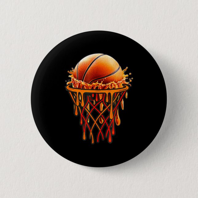 Basketball Drip Graphic, Basketball Funny Bruh Gif 2 Inch Round Button (Front)