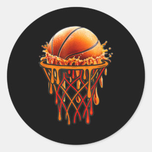Basketball Drip Graphic, Basketball Funny Bruh Gif Classic Round Sticker