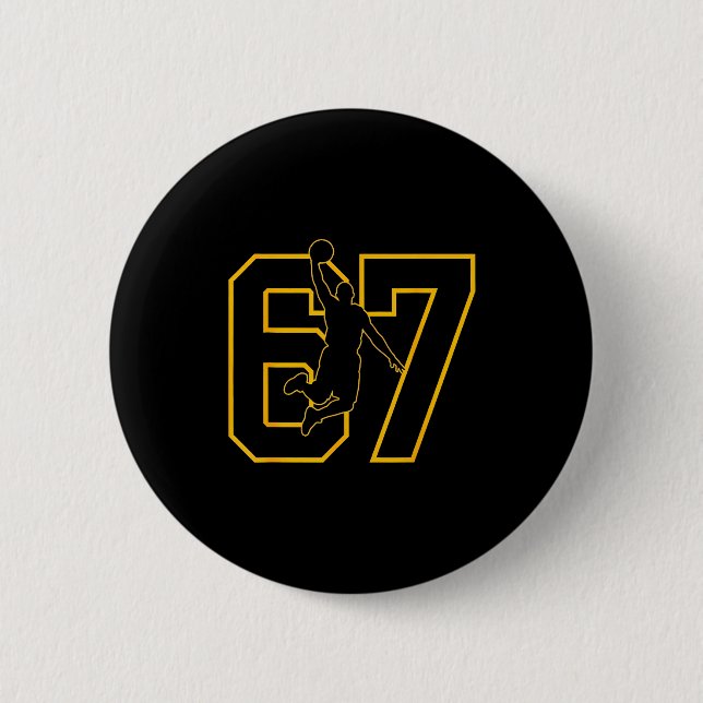 Basketball Drip Number 67 Basketball Player  2 Inch Round Button (Front)