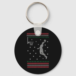 Basketball Dunking Christmas Cool Sport Ugly X-mas Keychain