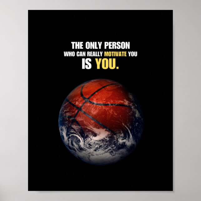 Basketball Earth Motivational Inspirational Quote  Poster (Front)