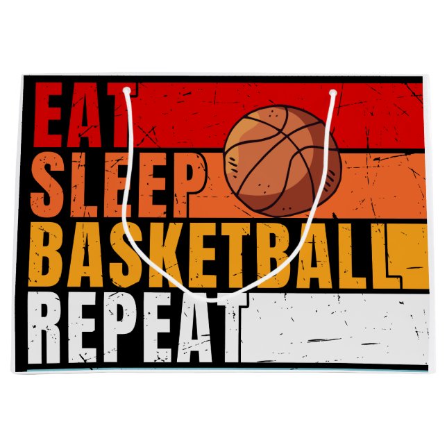Basketball  Eat Sleep Repeat Large Gift Bag (Front)