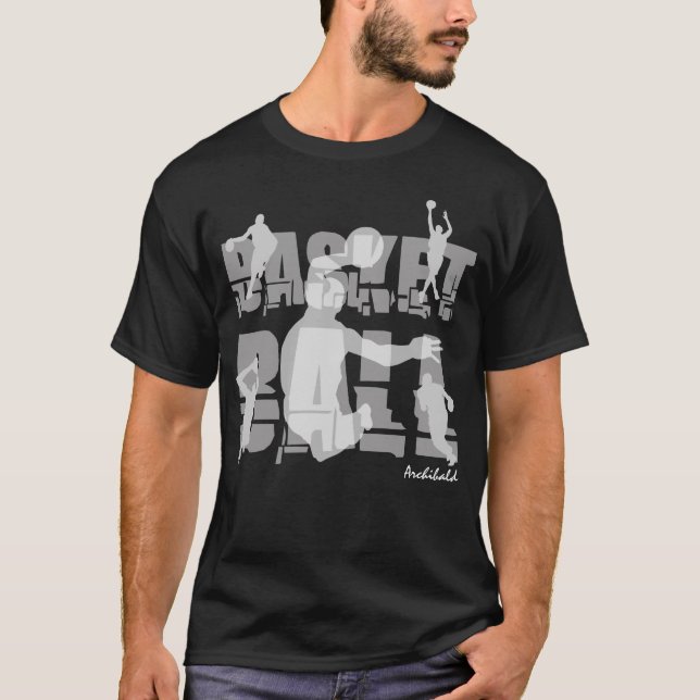 Basketball elegant customizable black T-Shirt (Front)