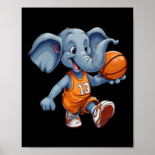 Basketball Elephant  Poster