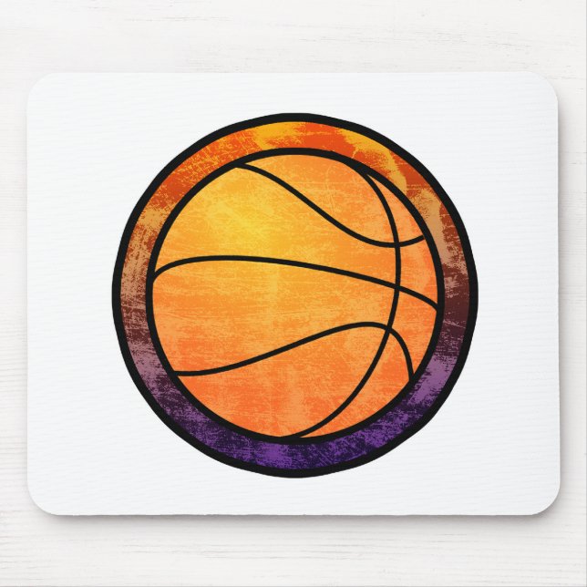 Basketball Emblem Orange Purple Mug Mouse Pad (Front)