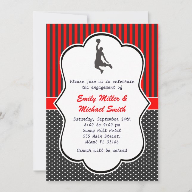Basketball Engagement Invitation Card (Front)